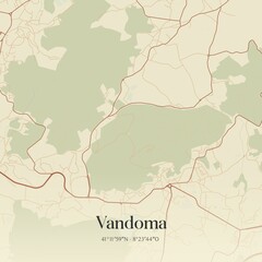 Vintage map of Vandoma, Portugal. 