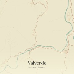 Vintage map of Valverde, Portugal. 