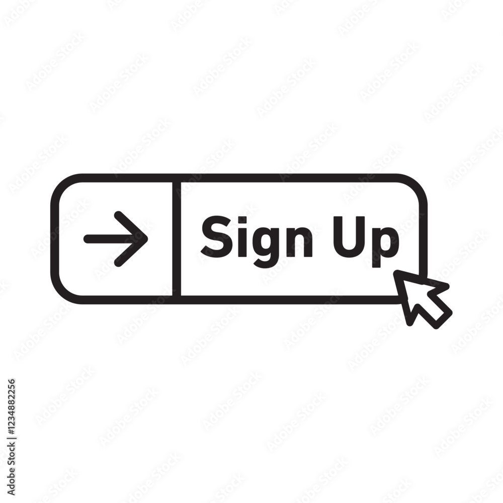 Poster sign up button isolated flat vector in outline