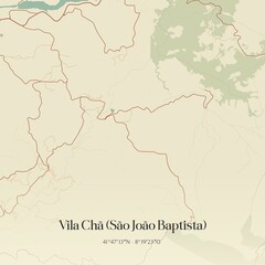 Vintage map of Vila Chã (São João Baptista), Portugal.