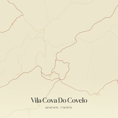 Vintage map of Vila Cova Do Covelo, Portugal. 