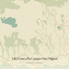 Vintage map of Vila Franca Do Campo (São Miguel, Portugal.