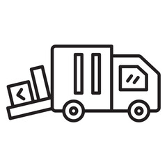 Unloading truck icon Isolated flat vector in outline