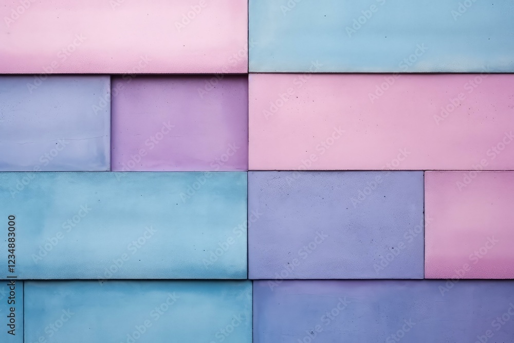 Poster modern wall featuring pastel colored rectangular tiles, creating a visually appealing design