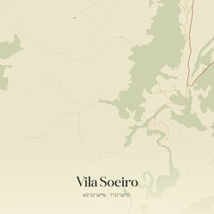 Vintage map of Vila Soeiro, Portugal. 