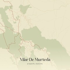 Fototapeta premium Vintage map of Vilar De Murteda, Portugal. 