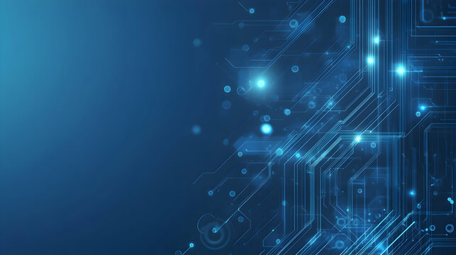 Abstract blue tech circuit background, digital data flow