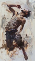 Expressive Oil Painting of a Dancer Capturing Fluidity and Passion in Bold Brushstrokes