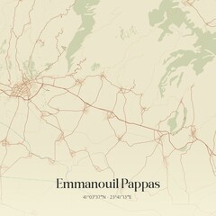 Vintage map of Emmanouil Pappas, Greece.