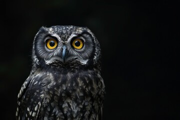 grey owl with black background