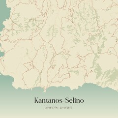 Obraz premium Vintage map of Kantanos-Selino, Greece.