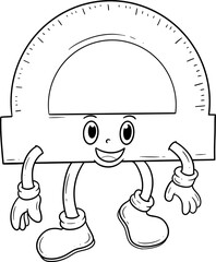Adorable Protractor Ruler Character outline