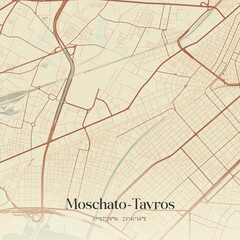 Vintage map of Moschato-Tavros, Greece.