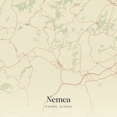 Fototapeta premium Vintage map of Nemea, Greece.