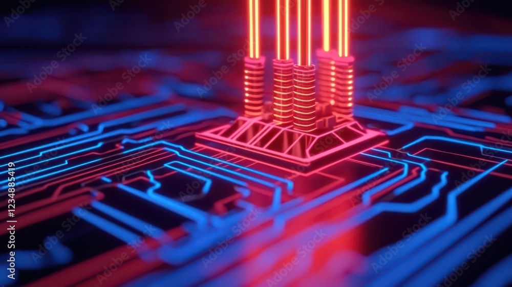 Poster smart grid technology energy storage systems data management. futuristic smart grid with glowing ene
