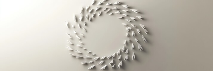 Creative arrangement of cursor icons forming a circular pattern on a light background. Generative AI