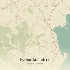 Fototapeta premium Vintage map of Pydna-Kolindros, Greece.