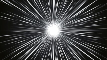 Black radial lines on transparent background. Boom, burst, explosion, flash rays effect in manga comic book. Surprise, attention, superhero phenomenon graphic anime design. Vector illustration