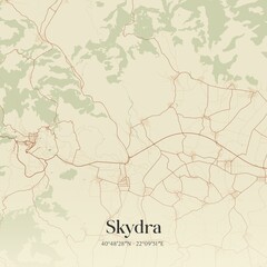 Vintage map of Skydra, Greece.