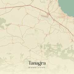 Fototapeta premium Vintage map of Tanagra, Greece.