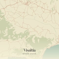 Fototapeta premium Vintage map of Visaltia, Greece.