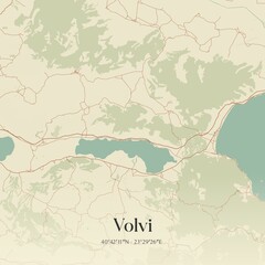 Fototapeta premium Vintage map of Volvi, Greece.