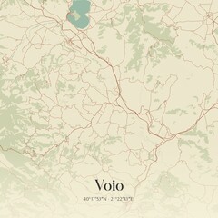 Vintage map of Voio, Greece.