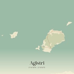 Vintage map of Agistri, Greece.
