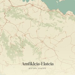 Obraz premium Vintage map of Amfikleia-Elateia, Greece.