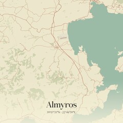 Vintage map of Almyros, Greece.