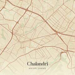 Vintage map of Chalandri, Greece.
