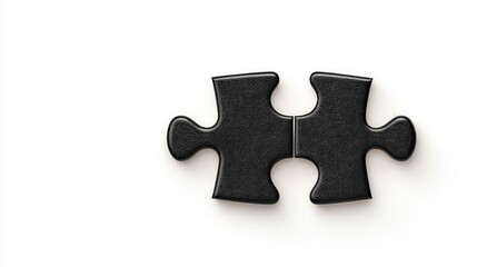 Obraz premium Two Black Puzzle Pieces On White Background