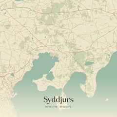 Vintage map of Syddjurs, Denmark.