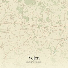 Vintage map of Vejen, Denmark.