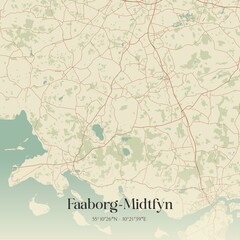 Vintage map of Faaborg-Midtfyn, Denmark.