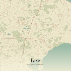 Vintage map of Faxe, Denmark.