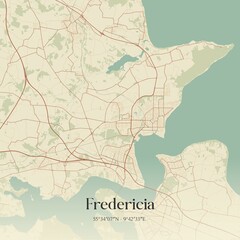 Obraz premium Vintage map of Fredericia, Denmark.