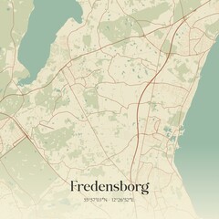 Fototapeta premium Vintage map of Fredensborg, Denmark.