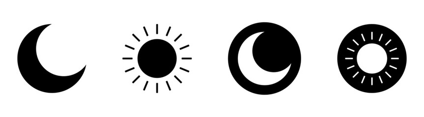 Vector day night switch. Mobile apps or website screen brightness icon set. Day and night mode.