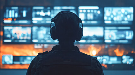 Monitoring cybersecurity threats control room technology digital environment