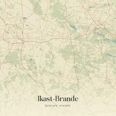 Vintage map of Ikast-Brande, Denmark.