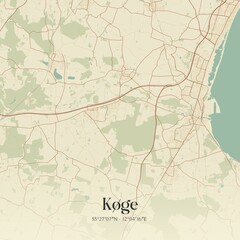 Obraz premium Vintage map of Køge, Denmark.