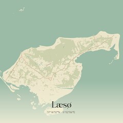 Vintage map of Læsø, Denmark.