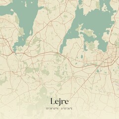 Obraz premium Vintage map of Lejre, Denmark.
