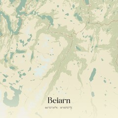 Vintage map of Beiarn, Norway.