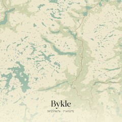 Vintage map of Bykle, Norway.