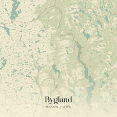 Fototapeta premium Vintage map of Bygland, Norway.