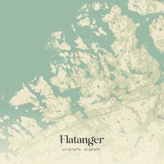 Vintage map of Flatanger, Norway.