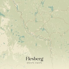 Vintage map of Flesberg, Norway.