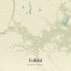 Fototapeta premium Vintage map of Folldal, Norway.